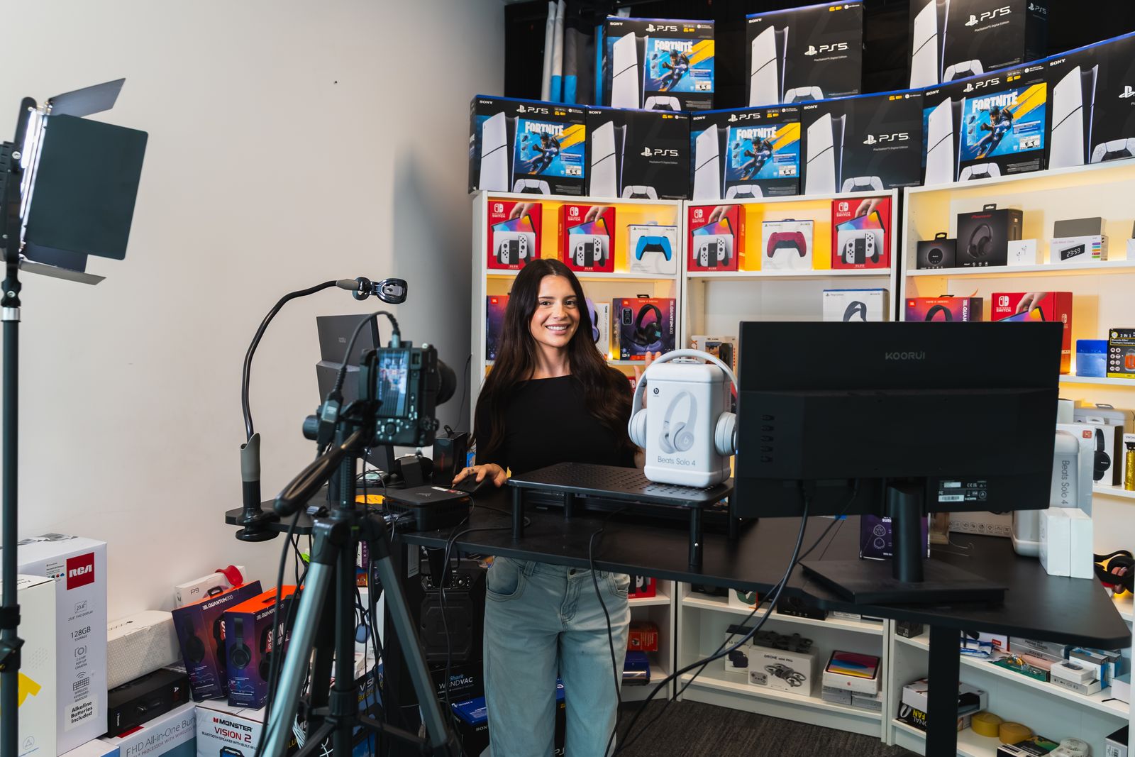 A host on air in a live room