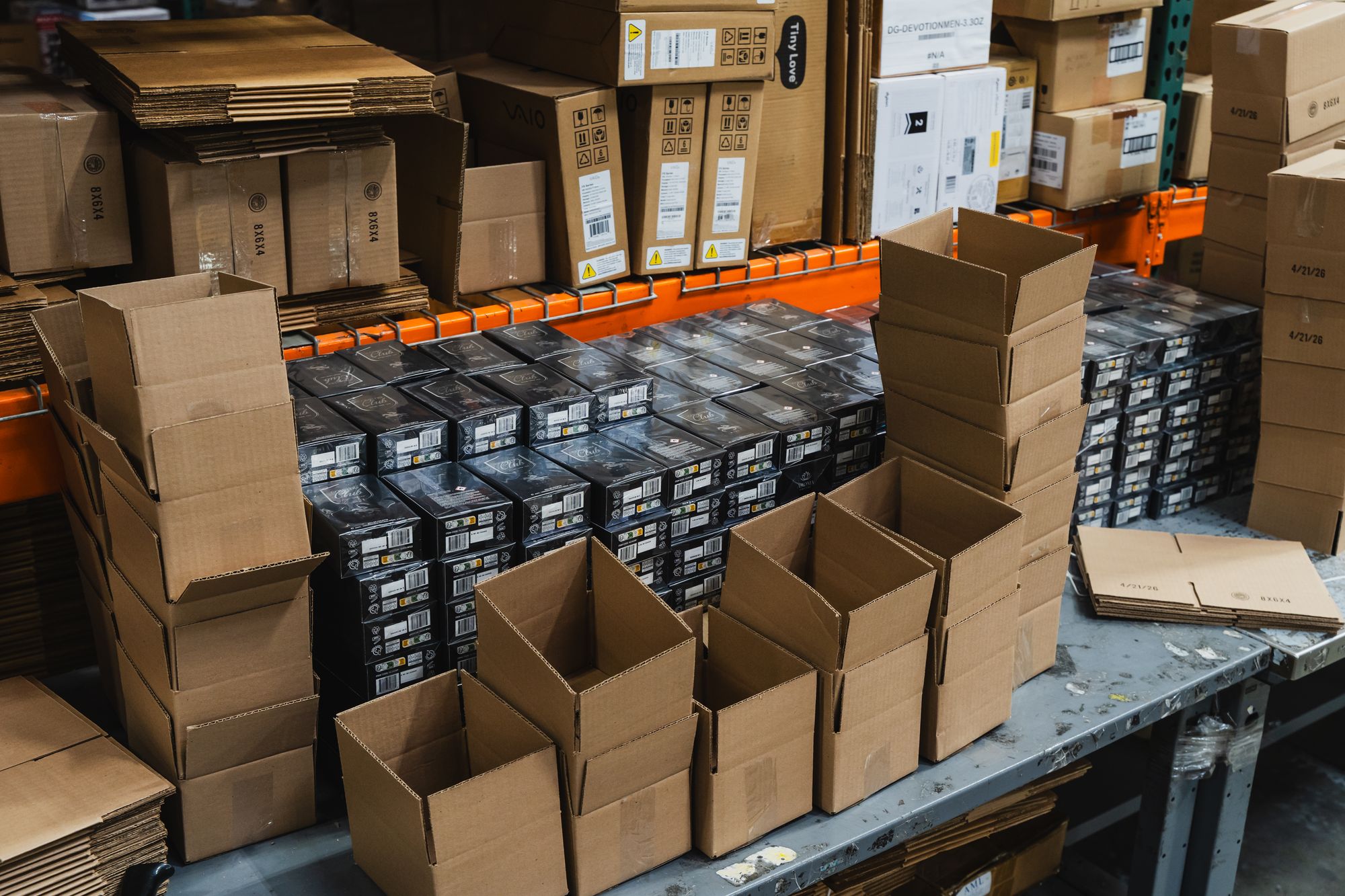 Boxed orders ready to ship